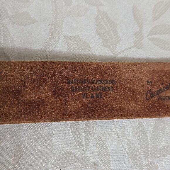 Chambers Brown Vintage Embossed Leather Belt With Buckle - Picture 8 of 9